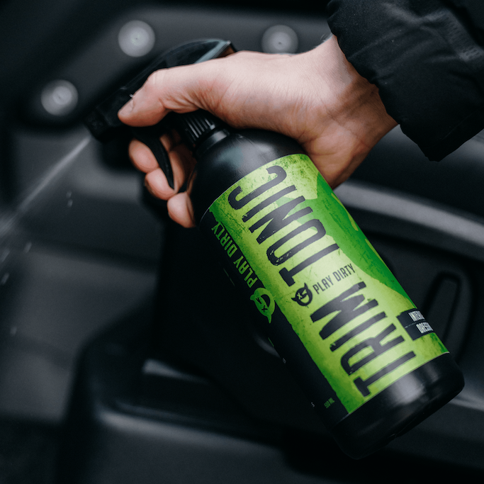 Car detailing interior dressing inside Land Rover Defender