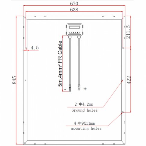 100W 12V ridgid campervan solar panel with 5m cable