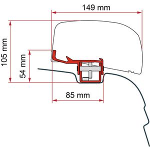 Fiamma Adaptor for F40 Awning on VW T5/T6 RHD