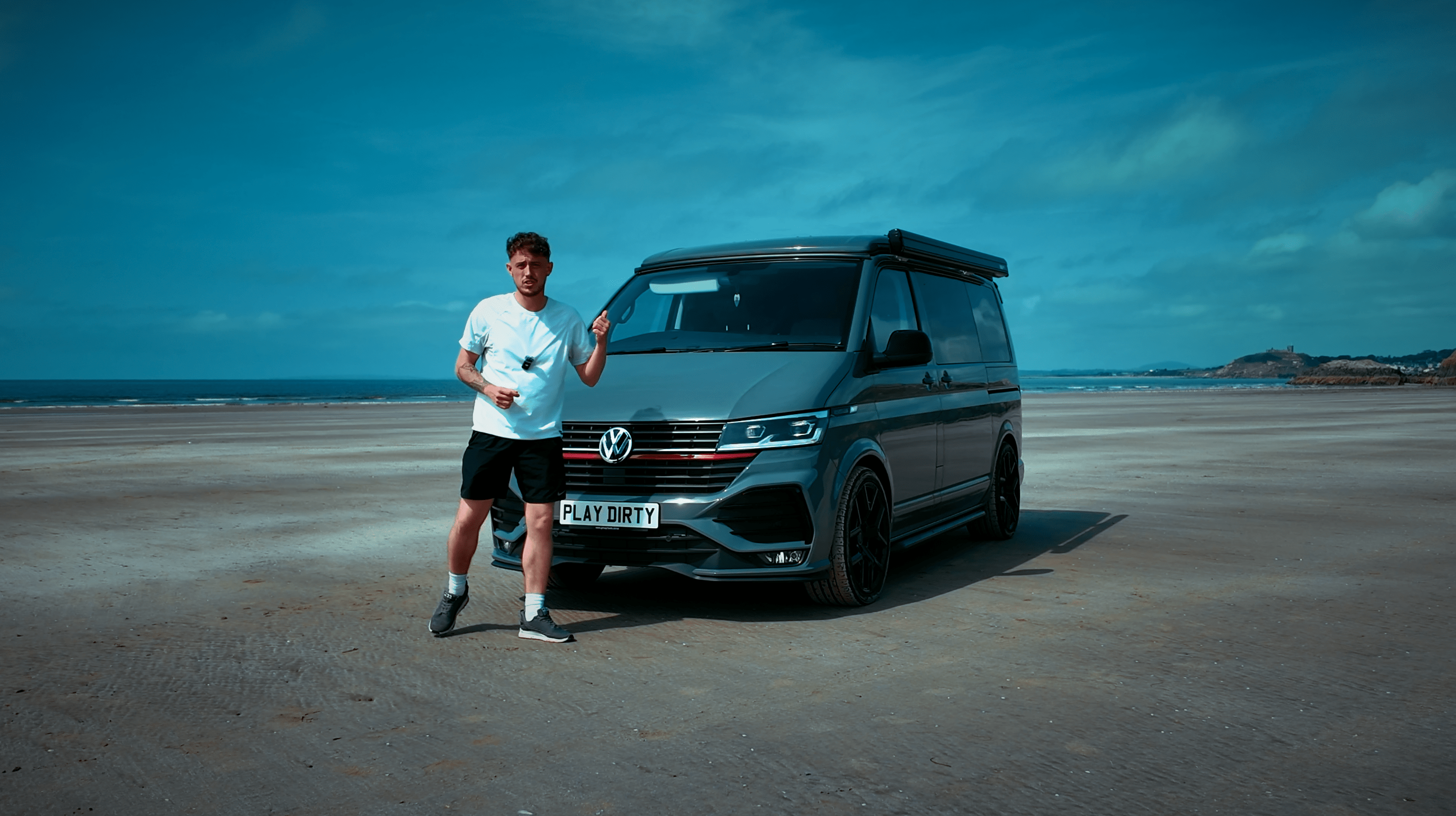Campervan VW Transporter on Beach campsite
