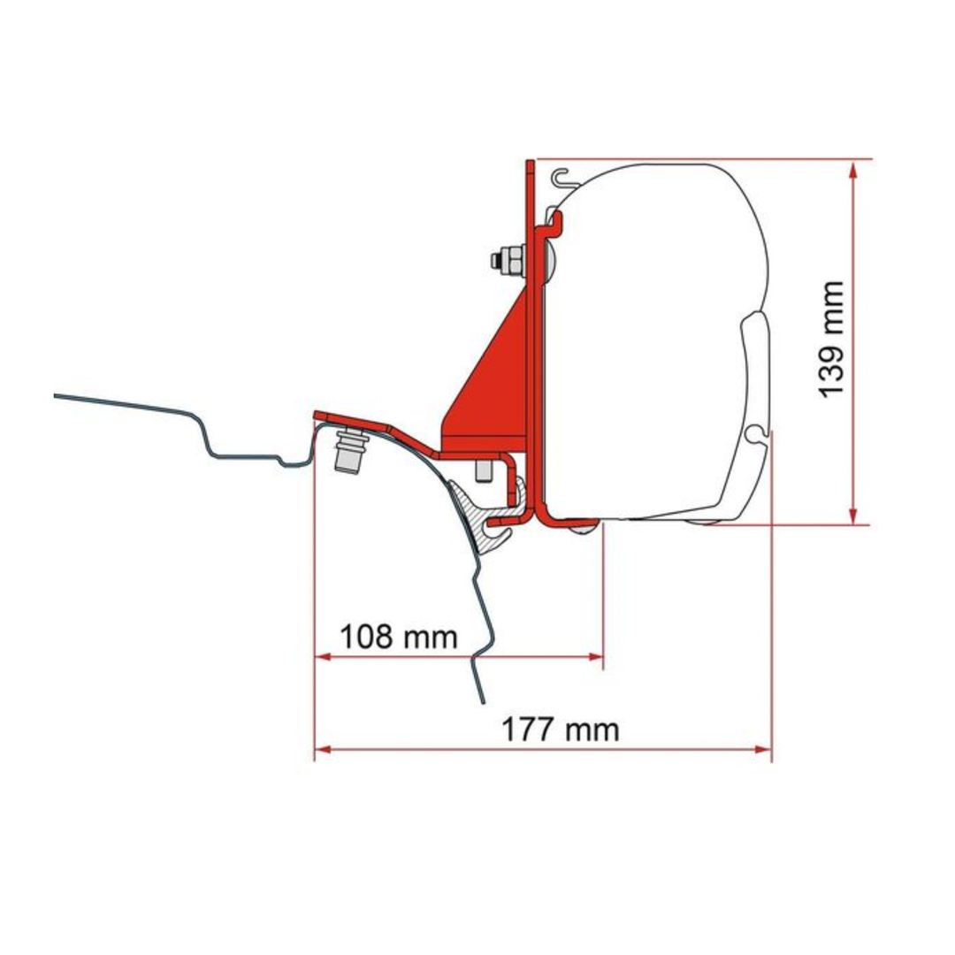 Bracket for Fiamma F45 - VW T5/T6 (Reimo Rail)