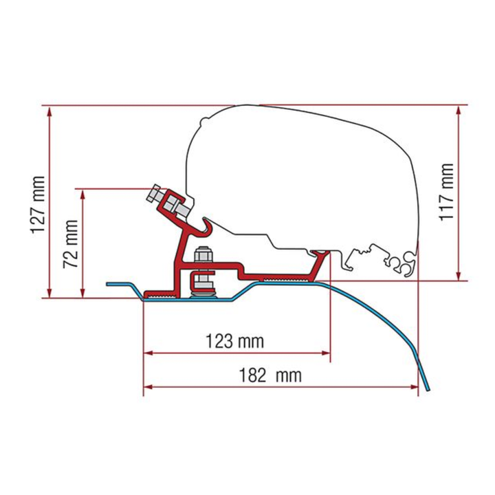 Bracket for Fiamma F80s - Ducato/Jumper/Boxer (H2-L2 & L3) (2006 Onwards) (Black)