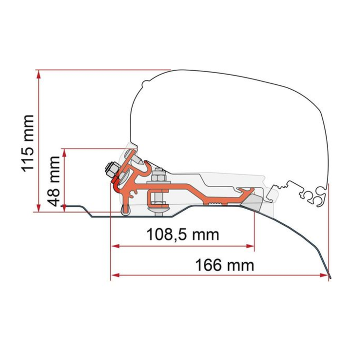 Bracket for Fiamma F80 - Ducato (H2-L4) (2006 - Onwards) (Low Profile)