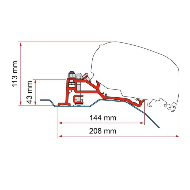 Bracket for Fiamma F80 - Ducato (H2 Skyroof)