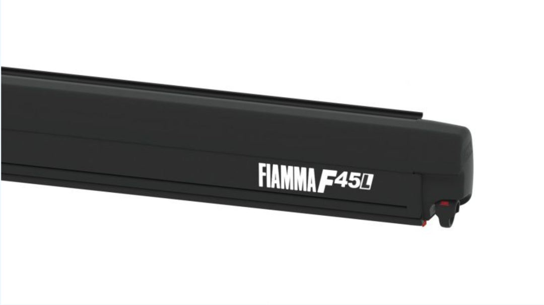 Fiamma F45L 500 Awning - Deep Black with Royal Grey Fabric - Play Dirty™ Outdoor + Camping Gear