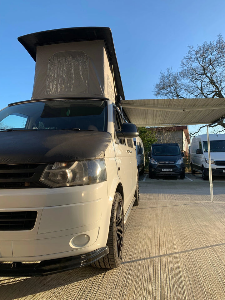 Fiamma F45S 230 Awning - Polar White with Royal Blue Fabric