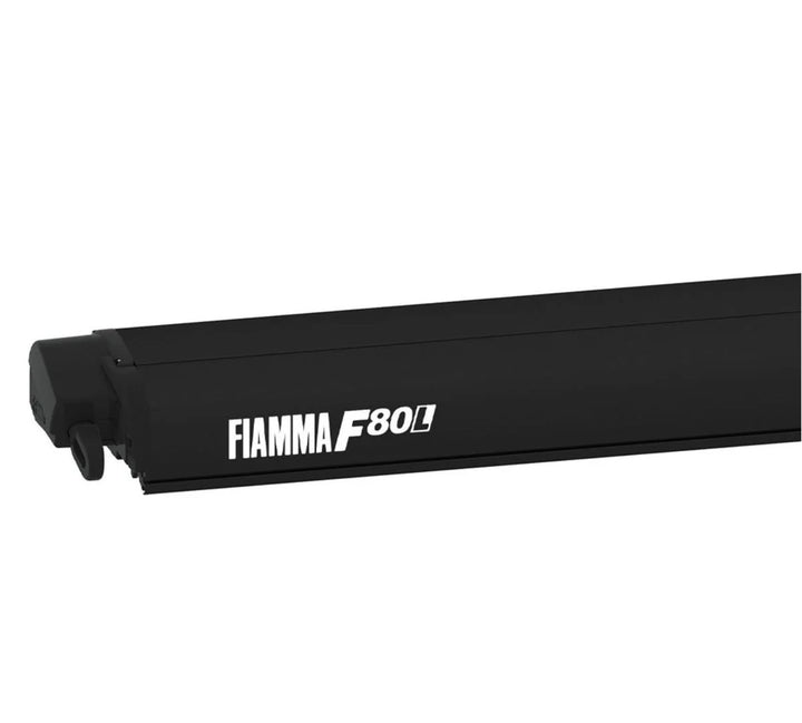Fiamma F80L 500 Awning - Deep Black with Royal Grey Fabric - Play Dirty™ Outdoor + Camping Gear