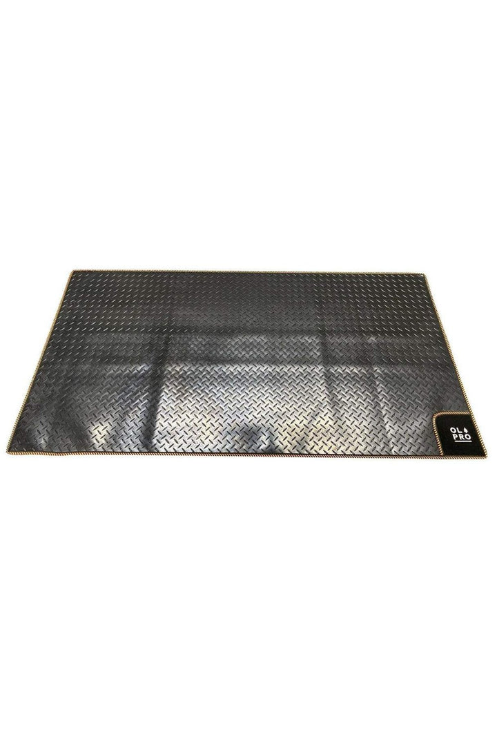 Awning Tunnel Mat 1500mm x 800mm Black Rubber checker board with Orange Edge Trim